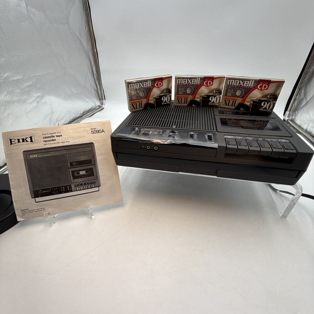 EIKI Cassette Tape Recorder 5090A + 3 Blank Tapes, Instructions - New No Box